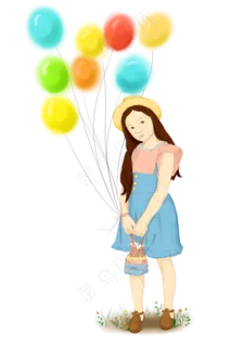 拿着气球的小女孩