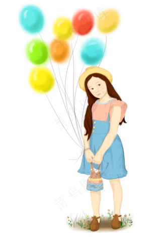 拿着气球的小女孩