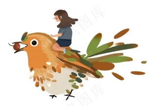 夏天唯美人物鸟植物