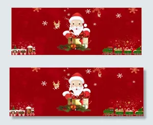 红色圣诞节卡通圣诞老人banner