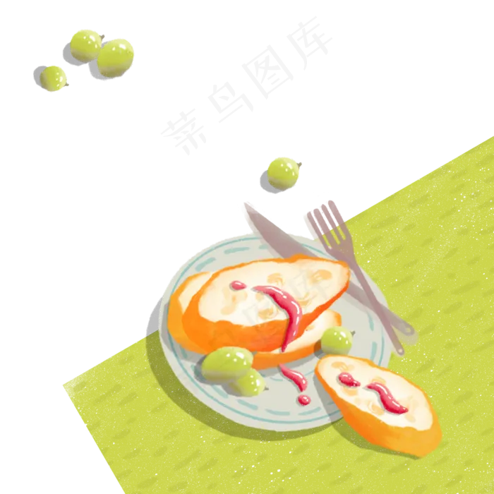 下午茶面包葡萄餐桌装饰早午餐绿,免抠元素(2500X2500(DPI:300))psd模版下载