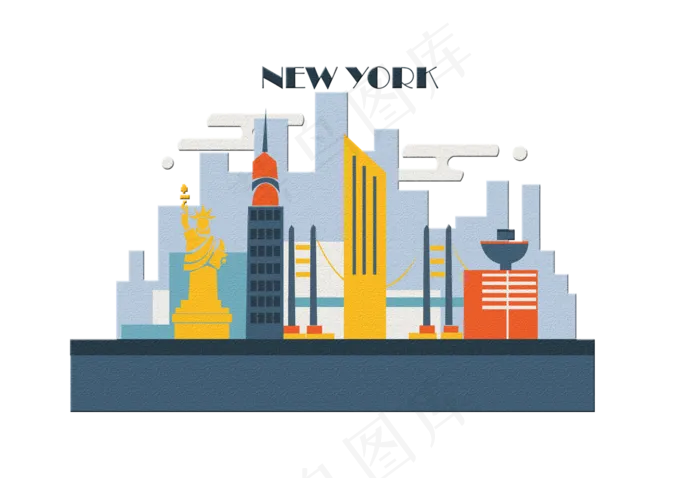 城市地标纽约美国PNG,免抠元素(2620*1789px 300 dpi )psd模版下载