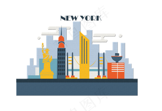 城市地标纽约美国PNG,免抠元素