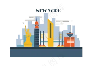 城市地标纽约美国PNG,免抠元素