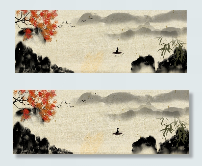 典雅水墨渐变古风海报背景