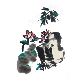 中国风夏季荷花水墨风手绘