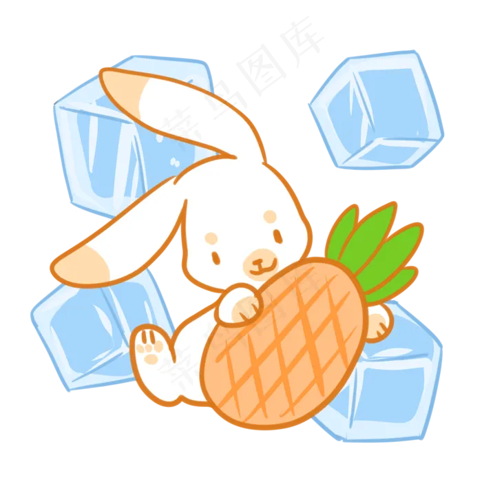 兔兔菠萝冰块(2100X2100(DPI:300))psd模版下载