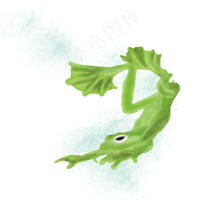 夏至手绘游向水里的青蛙PNG素材(2000X2000(DPI:300))psd模版下载
