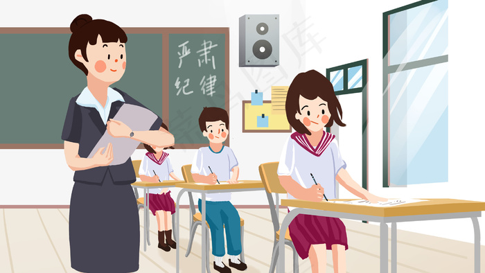 学生教室考试监考(2880X1620(DPI:300))psd模版下载