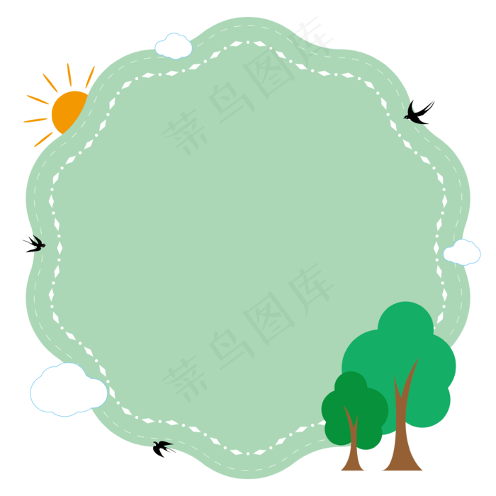 春天可爱绿色植树节树木矢量免抠