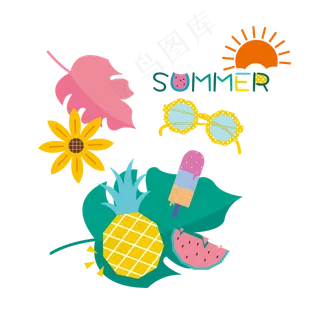 夏日卡通手绘水果