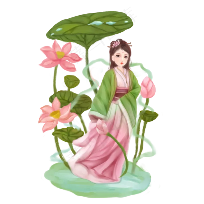 荷花姑娘(2000X2000(DPI:300))psd模版下载