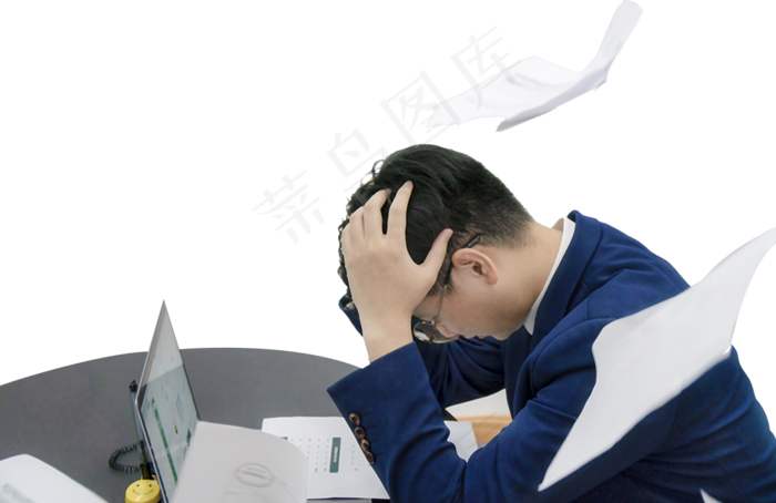 烦躁的商务男士,免抠元素(1000*648px 300 dpi )psd模版下载