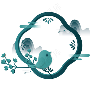 墨绿色花鸟边框