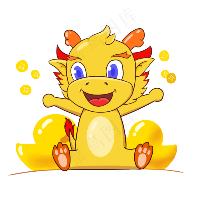 卡通欢乐小龙形象,免抠元素