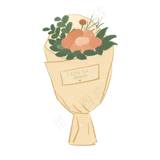 花束3.8妇女节鲜花祝福贺卡PNG,免抠元素