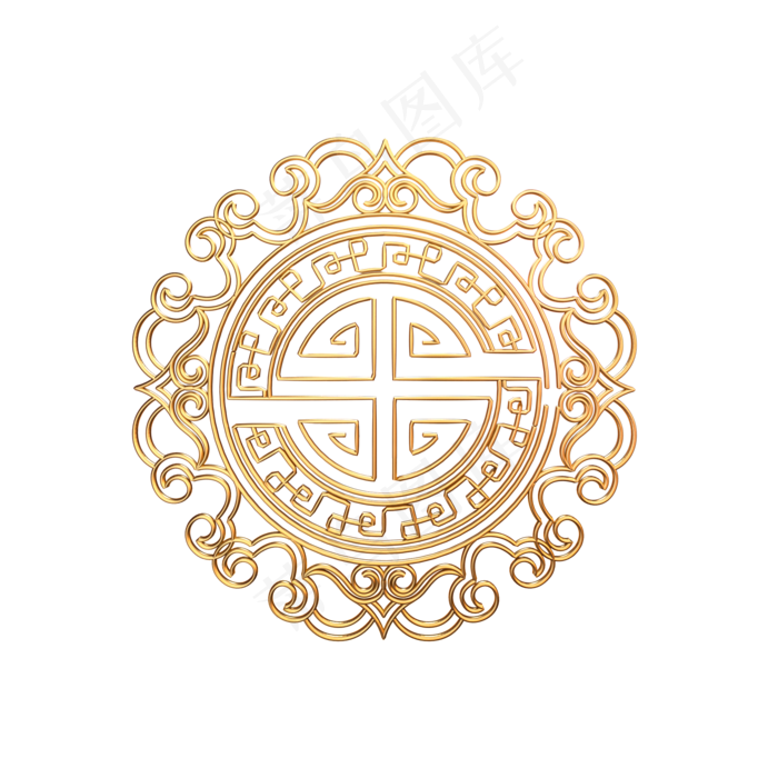 精致中国风金属立体装饰,免抠元素(2000X2000(DPI:300))psd模版下载