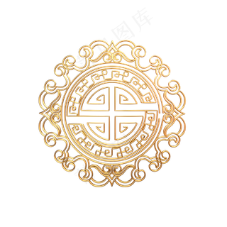 精致中国风金属立体装饰,免抠元素