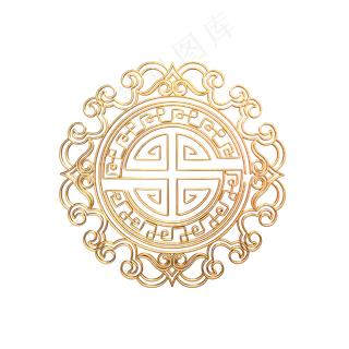 精致中国风金属立体装饰,免抠元素