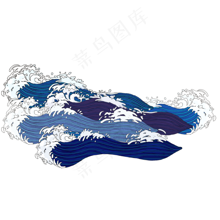 海边浪花国潮(2000X2000(DPI:300))psd模版下载