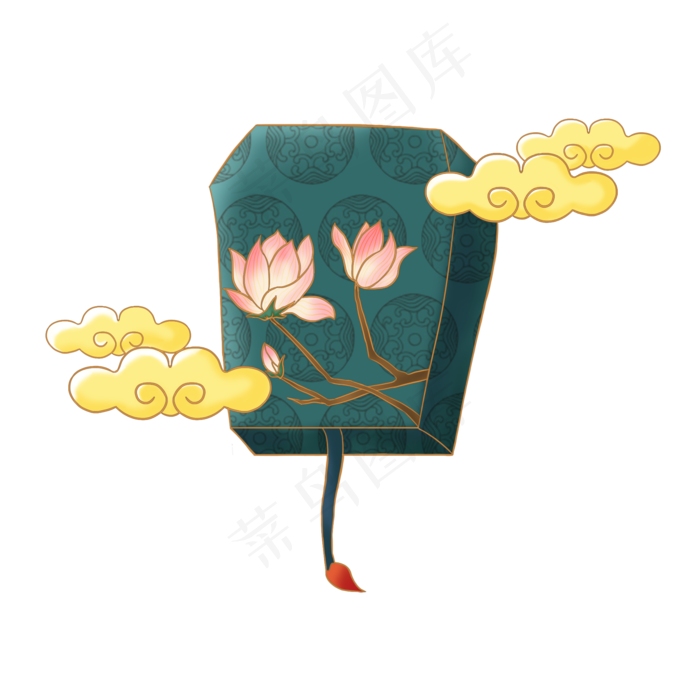绿金孔明灯中国风元素(2000*2000px 300 dpi )psd模版下载