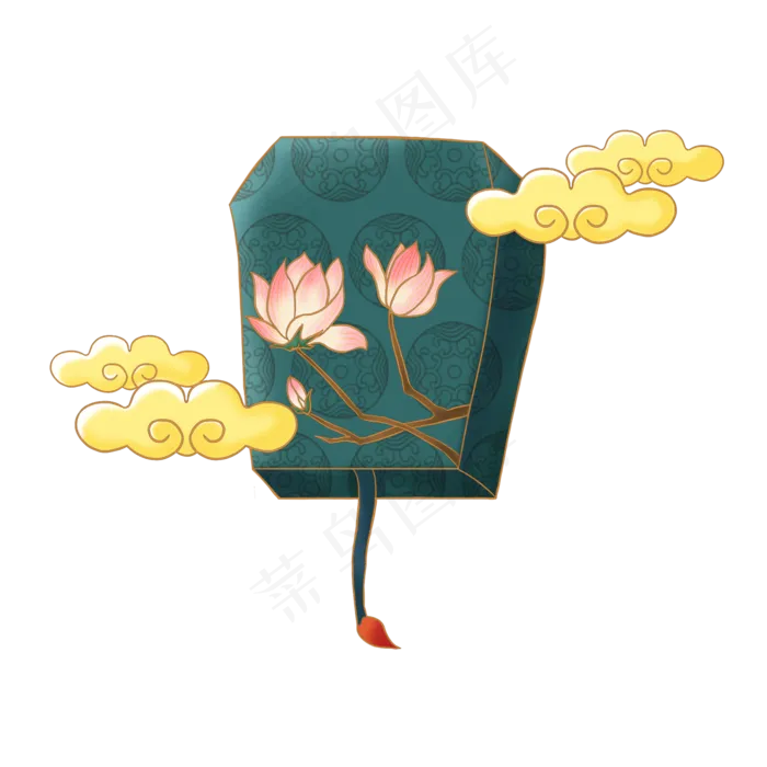 绿金孔明灯中国风元素(2000*2000px 300 dpi )psd模版下载