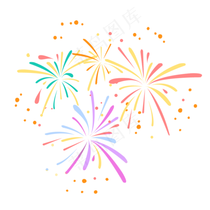 烟火晚会卡通烟花,免抠元素(2000*2000px 300 dpi )psd模版下载