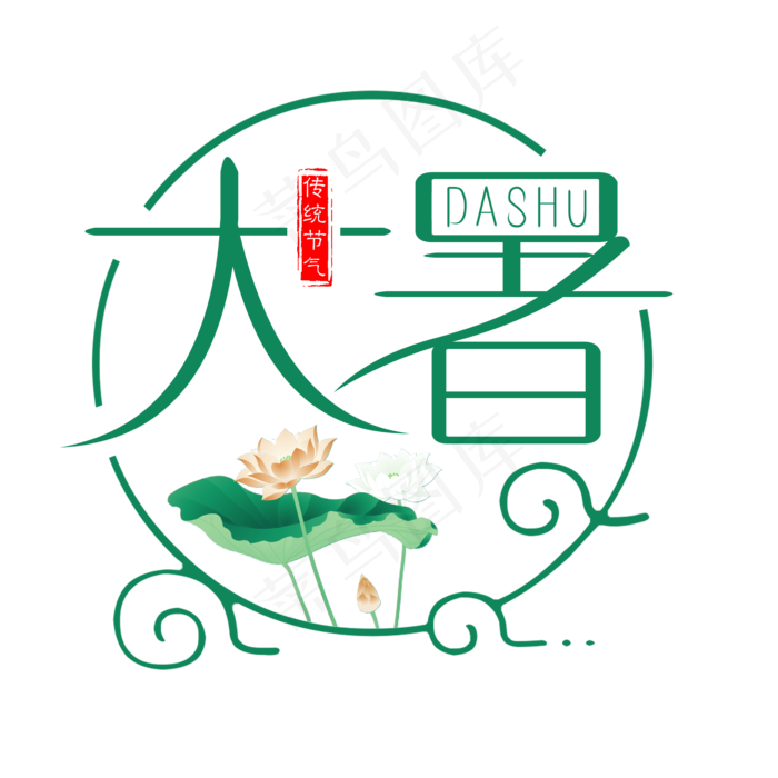 二十四节气大暑艺术字免扣PNG