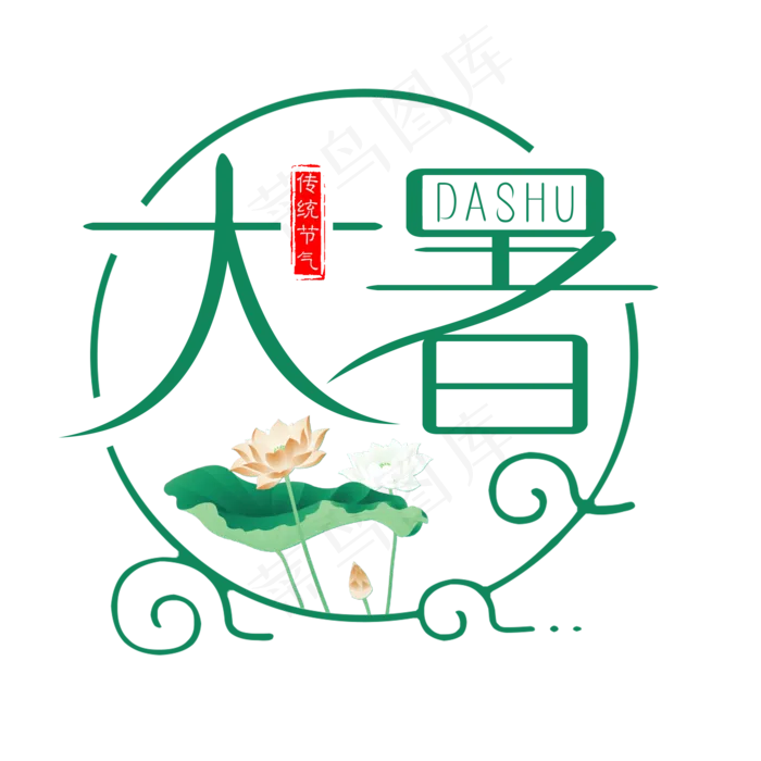 二十四节气大暑艺术字免扣PNG(2000X2000(DPI:300))psd模版下载