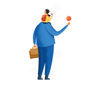 父亲节爸爸背着儿子