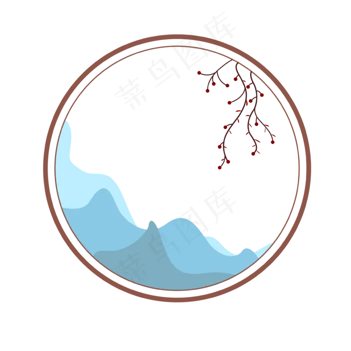 中国风水彩植物山水画手绘(2000X3020(DPI:300))ai矢量模版下载