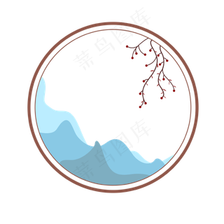 中国风水彩植物山水画手绘