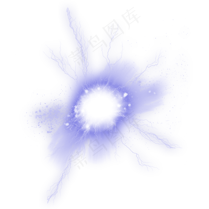 蓝紫色闪电光效PNG,免抠元素