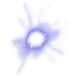 蓝紫色闪电光效PNG,免抠元素