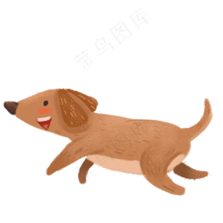 奔跑的棕色卡通小狗,免抠元素