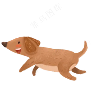 奔跑的棕色卡通小狗,免抠元素
