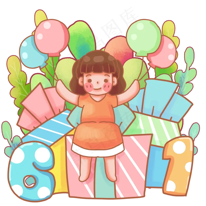 快乐儿童节气球(2000X2000(DPI:300))psd模版下载