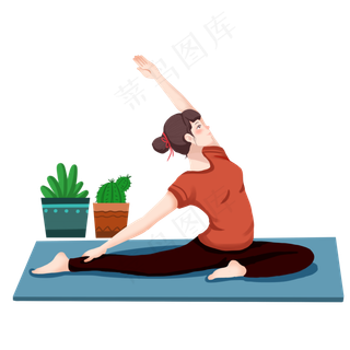 瑜伽健身的小女孩,免抠元素