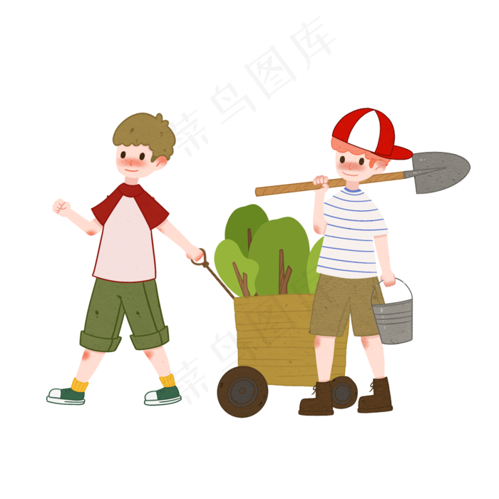 植树节人物和树木