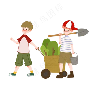 植树节人物和树木