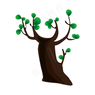 矢量免扣卡通大树