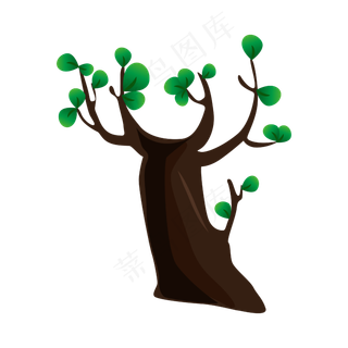 矢量免扣卡通大树