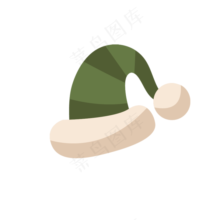 圣诞帽子绿色条纹平安夜礼物PNG,免抠元素