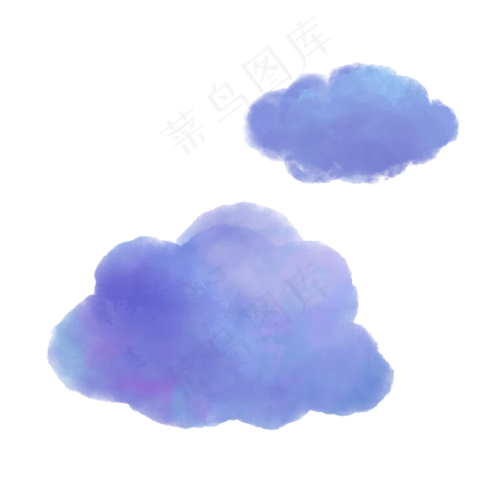 水彩手绘紫色云朵PNG免抠素材(2000X2000(DPI:300))psd模版下载