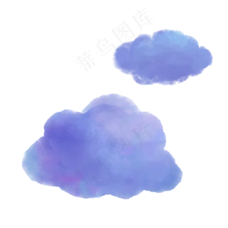 水彩手绘紫色云朵PNG免抠素材