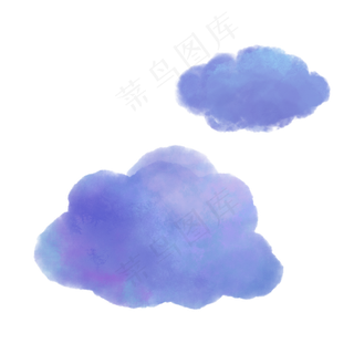 水彩手绘紫色云朵PNG免抠素材