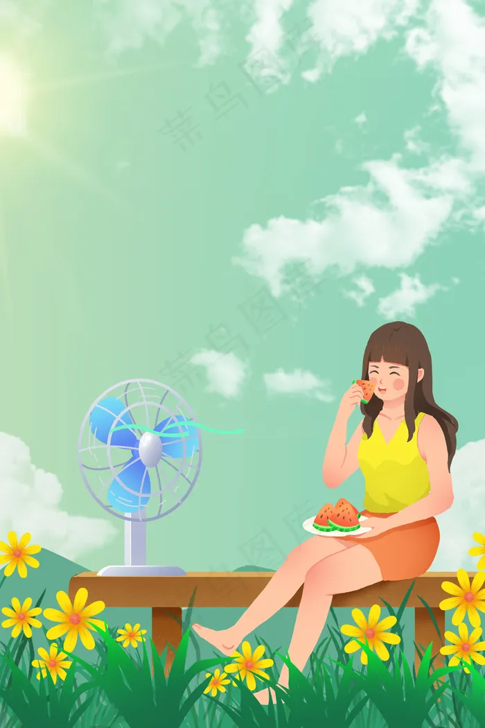 夏天夏日夏景吃西瓜纳凉