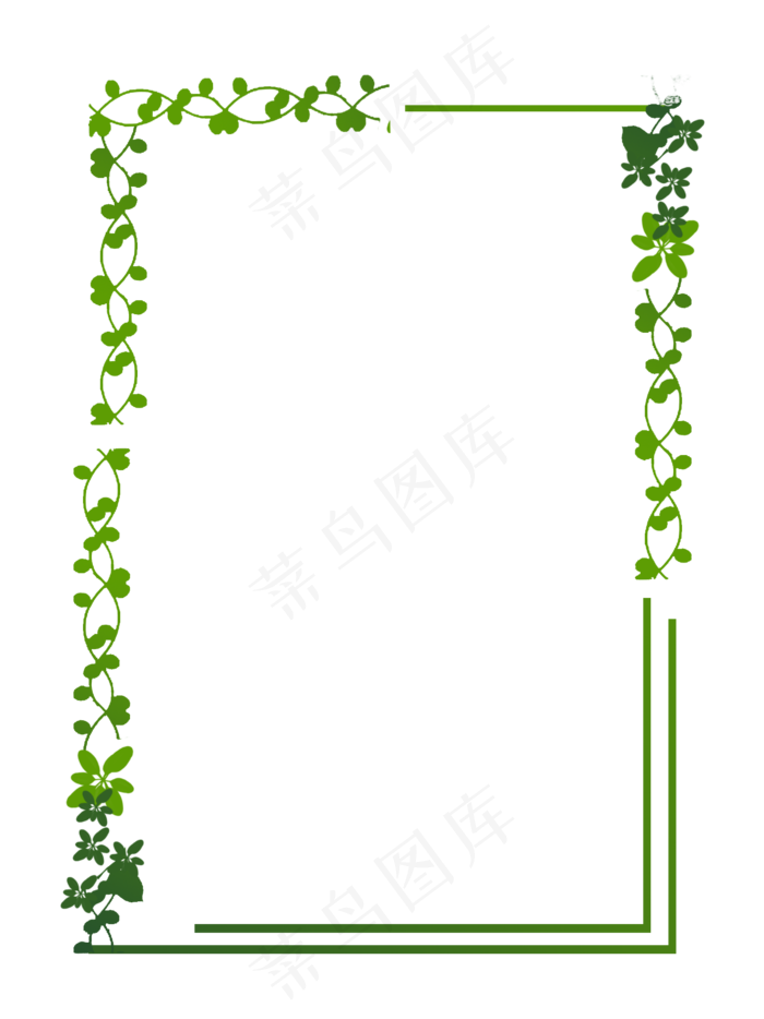 绿色植物树叶手绘边框(1417*1890px)psd模版下载