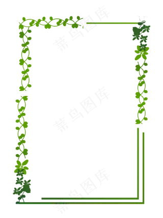 绿色植物树叶手绘边框