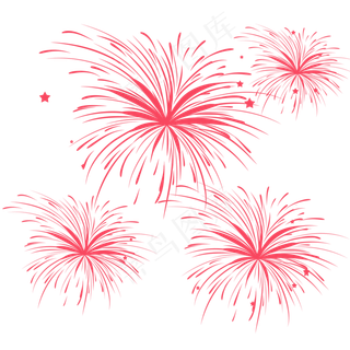 红色烟花新年元旦素材,免抠元素